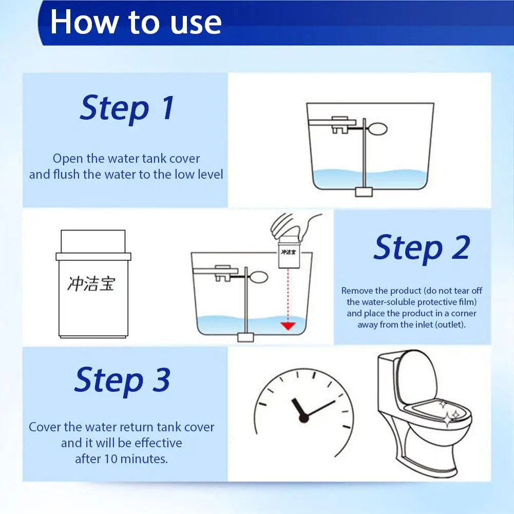 Amazing Toilet Bowl Cleaner Durable Bleach Toilet Bowl Cleaner Stain Remover Blue Bubble Cleaning Automatic Toilet Freshener view 6