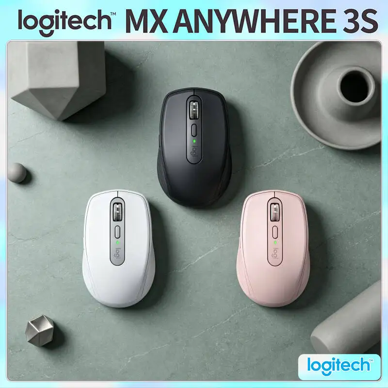 Travel MX Anywhere 3S - Darkfield 8K DPI, Hyper-Scroll, Compact, Suitable for Stationery Business Tour & Hotel Desk