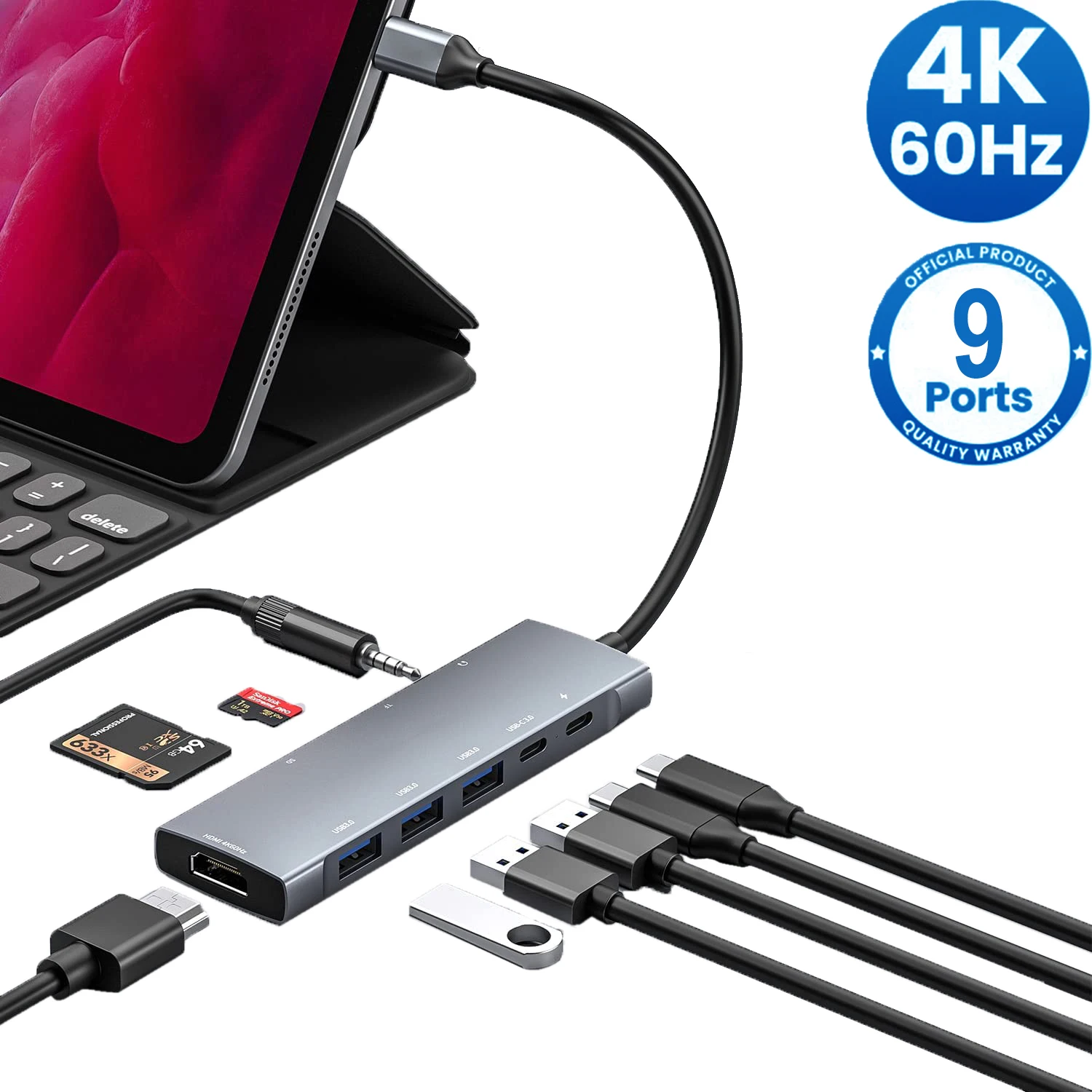 

USB-концентратор Тип C на HDMI-совместимый 4K 60 Гц RJ45 PD 100 вт адаптер для Macbook Air Pro M1 USB C док-станция разветвитель