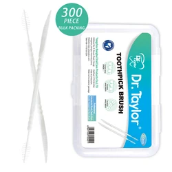 300 Pcs Double-ended Fish Bone Shaped Disposable Plastic Toothpick ,Dental Floss,Interdental Brush