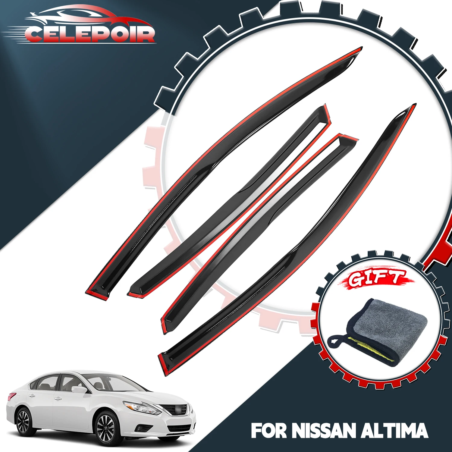 

For 2013-2018 Nissan Altima 4Pcs Window Visors Sun Rain Vent Guards Shade
