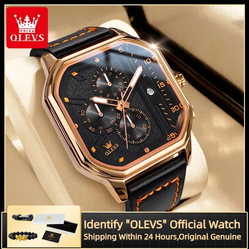 

OLEVS 9950, кварцевые мужские часы, высококачественные водонепроницаемые часы с календарем, код синхронизации, брендовые оригинальные мужские часы с ремешком из натуральной кожи
