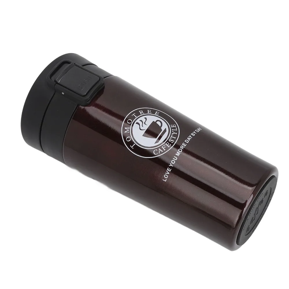 Dual Layers Insulated Coffee Cup Vacuum-Sealed Leak-Proof Travel Coffee Bottle 380ml Capacity Snap Flip Lid Vacuum Coffee Cup