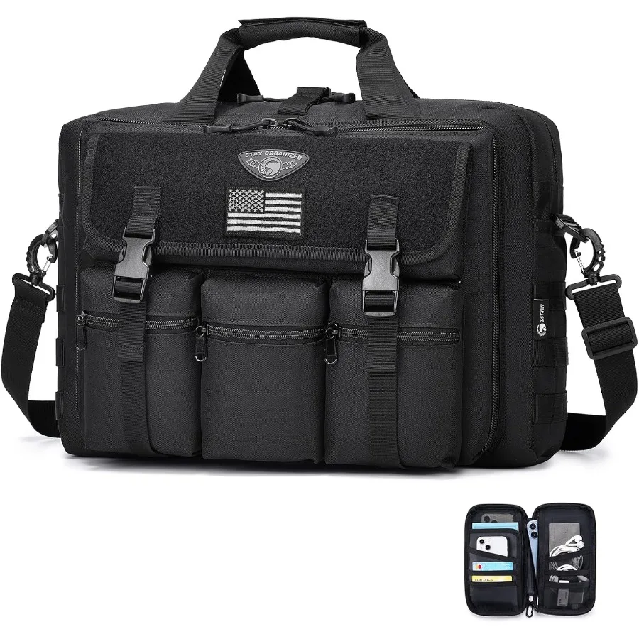 

Large Tactical Laptop Bag for Men Designed for Military Use and Daily Commute Holds 17.3 Inch Laptop with Builtin Passport Wall