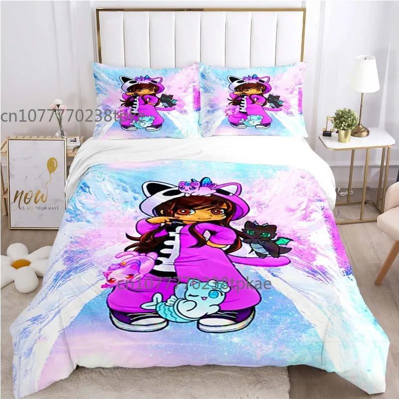 APHMAU Super Girl Cartoon Game Duvet Cover Sets Printed Bedding Set Double Queen King Size 2/3pcs,Bettbezug