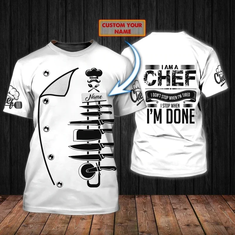 1 Piece Custom Your Picture Chef Life Shirt Summer Mens T Shirt Personalized Name Culinary Artist 3D Printed Unisex Tshirt Gift