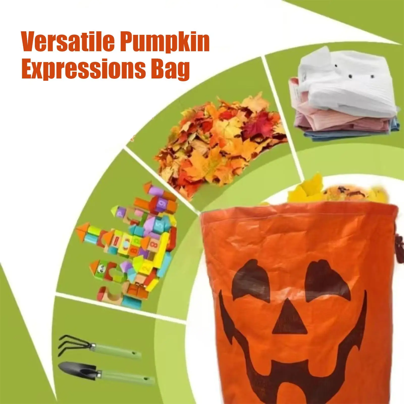 Мешки для газона с листьями на Хэллоуин, многоразовые сумки с тыквой и листьями, 272 л, складной контейнер для мусора с ручкой, осеннее украшение для