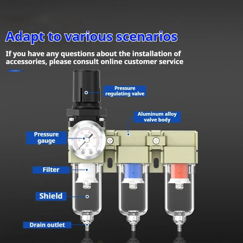 1/4 3/8 1/2 3/4 High-precision Multiple Purification Compressed Air Precision Filter Air Compressor Oil-water Separator