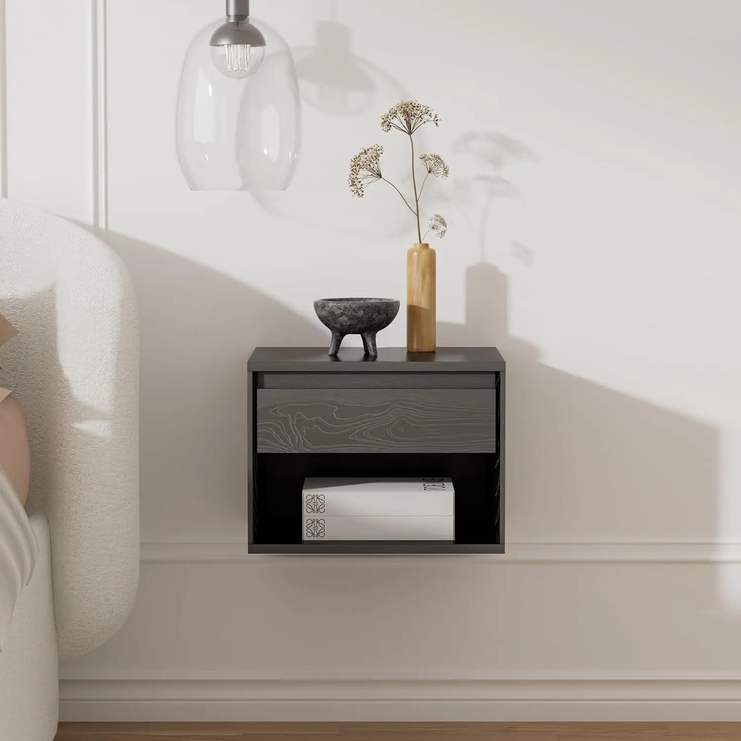 منضدة حديثة لمحطة شحن مع 3 أدراج، وطاولة بجانب السرير مع قاعدة تخزين، وطاولة نهاية أنيقة لغرفة النوم #3