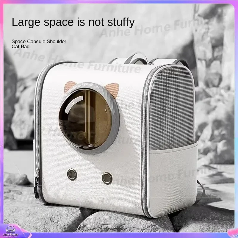 Large Capacity Cat Backpack Space Capsule Pet Carrier Portable Breathable Dog Travel Bag Pressure Resistant Cage for Small