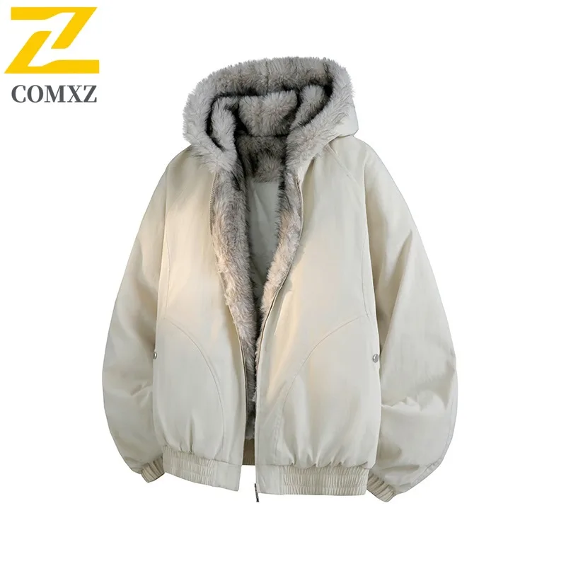COMXZ سترة الخبز خفيفة الوزن دافئة الحد الأدنى الكورية نمط العمل مبطن سترة 2025 السفر موضة كلاسيكية الرجال جواكت شتوية