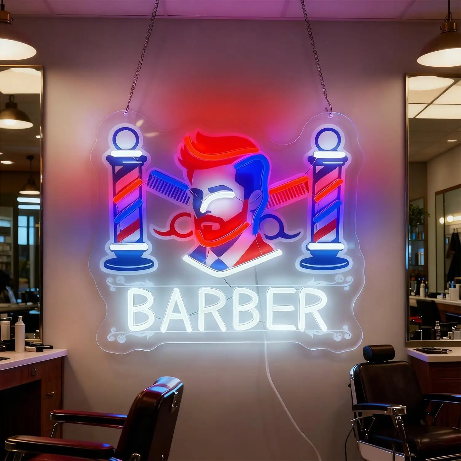 

Barbershop Neon Sign USB Dimmable LED Neon Light for Hair Salon Studio Business Store Window Wall Art Decor Gift for Hairdresser
