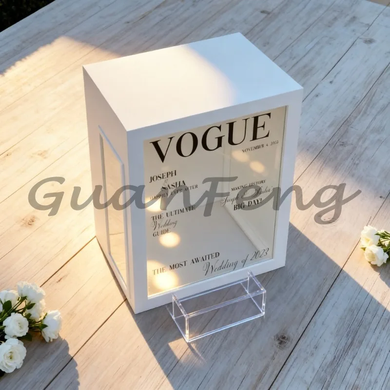 Custom Vogue Magazine Photo Booth Box, Event Props Backdrop Box for Wedding Party Decoration
