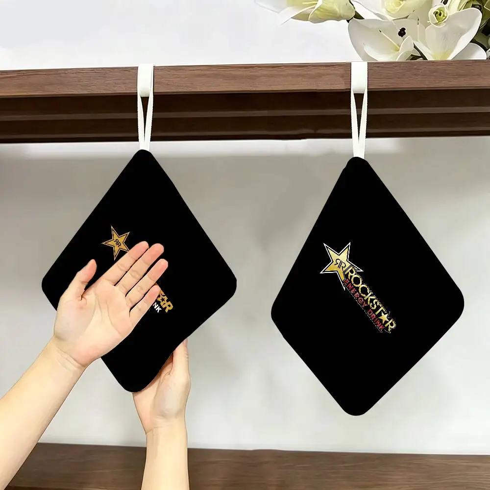 R-Rockstar E-Energy Drink Polyester Cotton Hand Wiping Towel, Anti-shrink Hanging Kitchen Cloth for Household Cleaning
