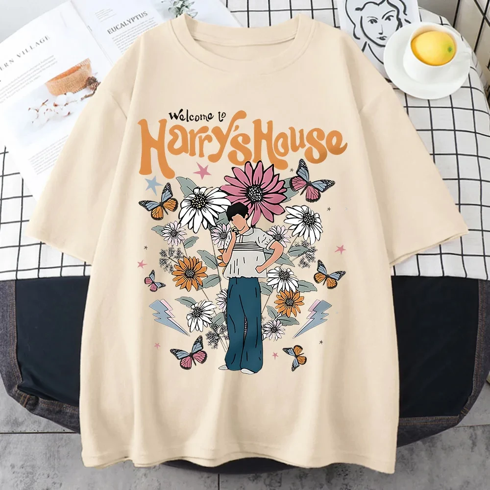 Welcome To Harrys House Printing T-Shirt Women Casual Basic T Shirt Hip Hop Street Short Sleeve Fashion Funny Tops Female Summer