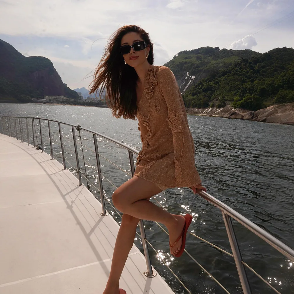 MORODER 2025 New European And American Fashion Streetwear Casual Resort Wear Sexy Floral Print Round Neck Slim-Fit Bodycon Dress