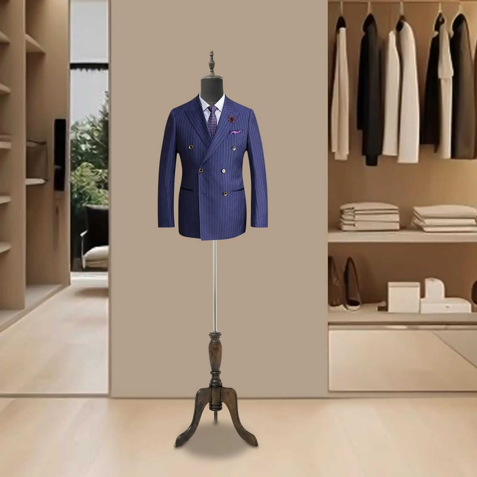 Torso manichino maschile con altezza regolabile, nero, per negozi di abbigliamento da uomo e laboratori di sartoria, manichino a forma di abito maschile B