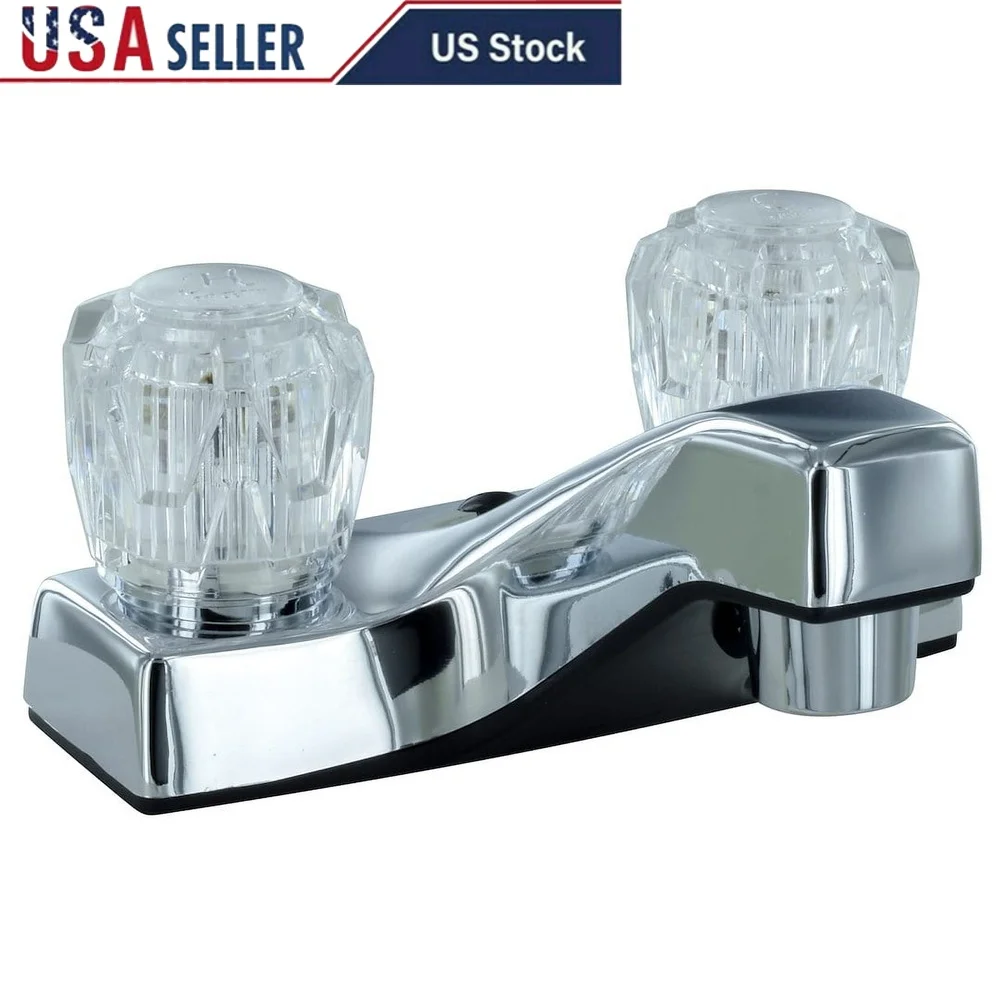 

Хромированный смеситель для ванной комнаты с двумя ручками, регулируемая ручка, установка с 2 отверстиями, 4-дюймовый центральный расходомер 2,2 галлона в минуту, пластиковый корпус