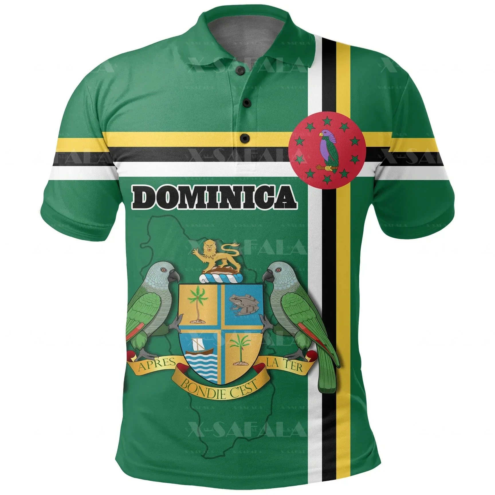 DOMINICA Coat Of  Arms Custom 3D Printed Polo Shirt Men Collar Short Sleeve StreetWear Casual Top New Summer Clothing