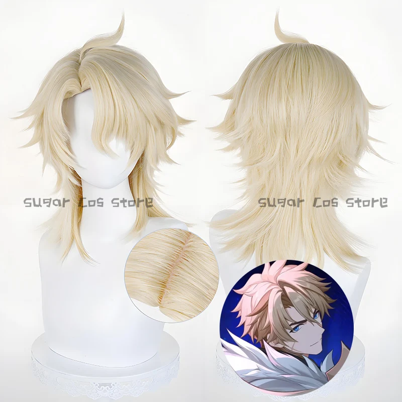 

Game Genshin Impact Varka Cosplay Wig Light Gold Heat Resistant Fiber Hair Halloween Carnival Party Prop For Women Men Accessory