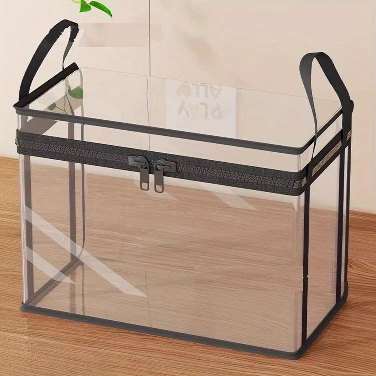 Thick Plastic Clear Storage Bag Stuffed Doll Storage Box with Reinforced Handles & Zippers for Home Dorm Storage