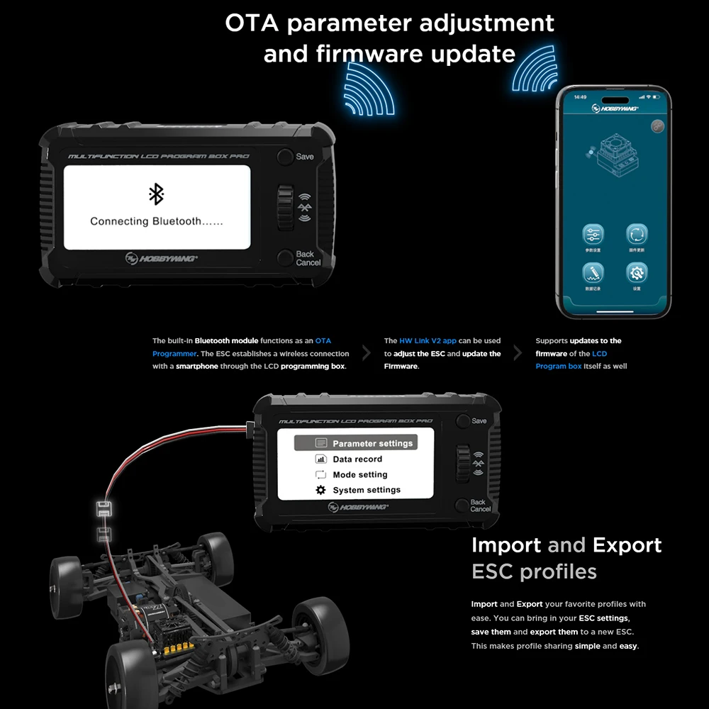 Picture 5: HobbyWing LCD Program Box Pro programming card is suitable for PLATINUM XERUN EZRUN Seaking Pro electrical tuning