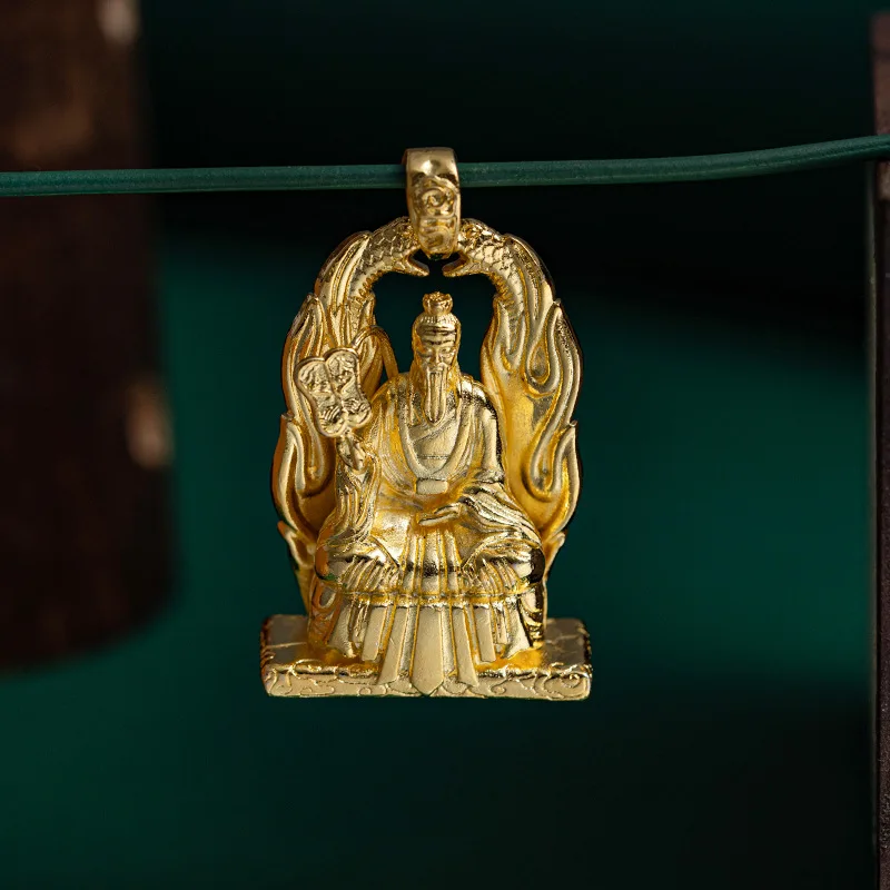 Blessing Lord Lao Zi Necklace Men Jewelry Ethnic Style Taoist Celestial Master Laotse Pendant Male Choker Accessories