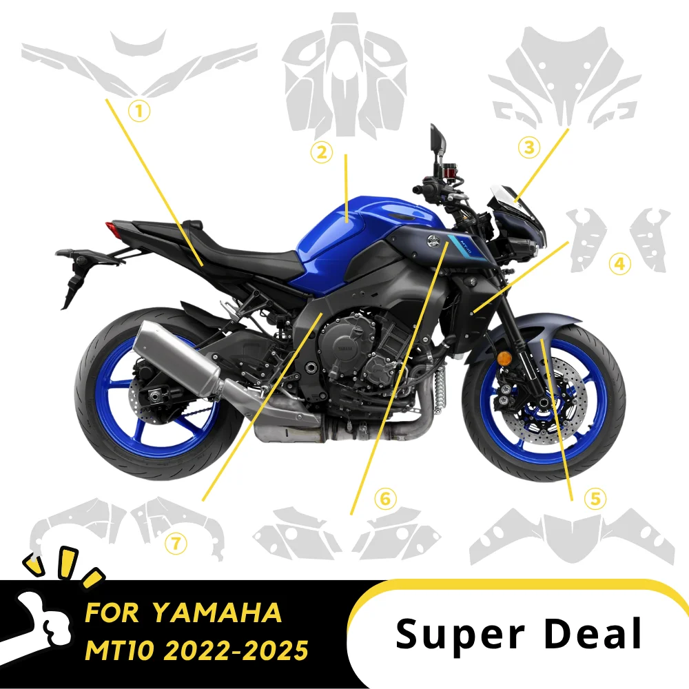 

For YAMAHA MT10 PPF TPU Paint Protective Film Motorcycle Accessories Body Protection Set Stickers Invisible Bodykit MT10 2025