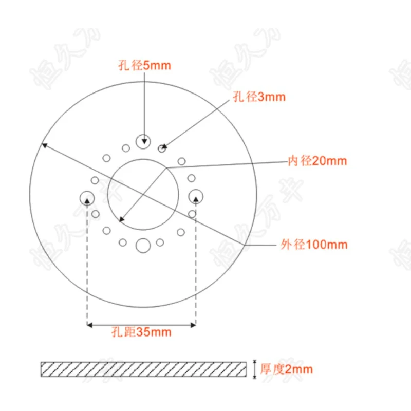 Diameter:100mm inner hole:20mm thickness:2mm 360 degree dial plate Stainless steel disc Diameter:70mm