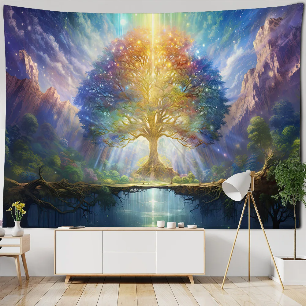 Tree of Life tapestry living room psychedelic landscape poster perfect home background decoration starry sky night wall hanging