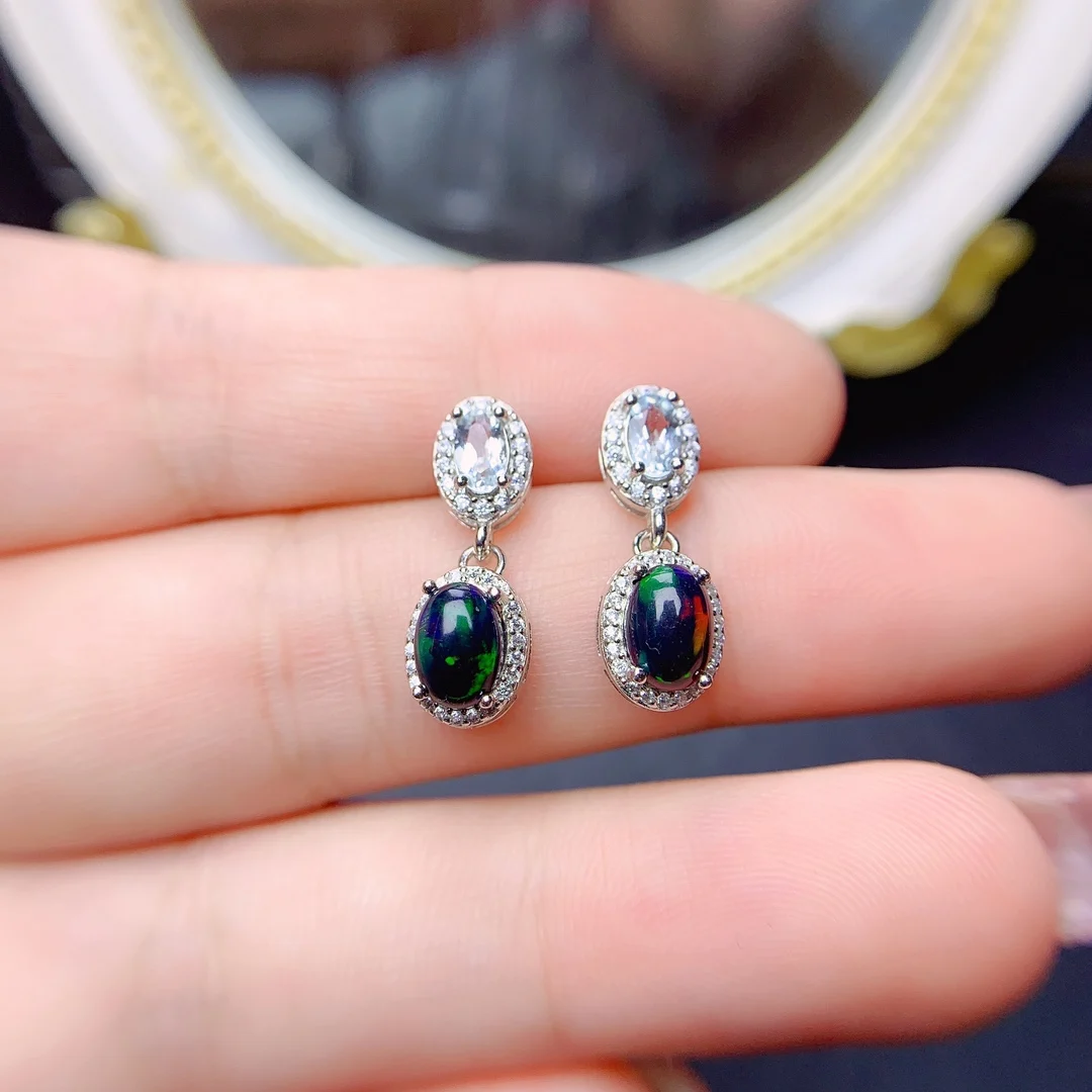FS Natural Sapphire/Ruby/Topaz/Opal/Amethyst Earrings for Women 925 Pure Silver Fine Fashion Charm Wedding Jewelry New MeiBaPJ