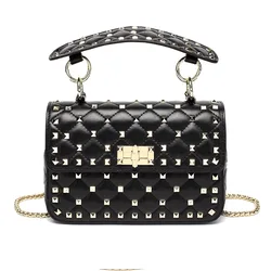 Designer Luxury Women's Genuine Leather Crossbody Bag 2024 New Fashion Women's Studded Handbags Chain Bag Designer Shoulder Bag