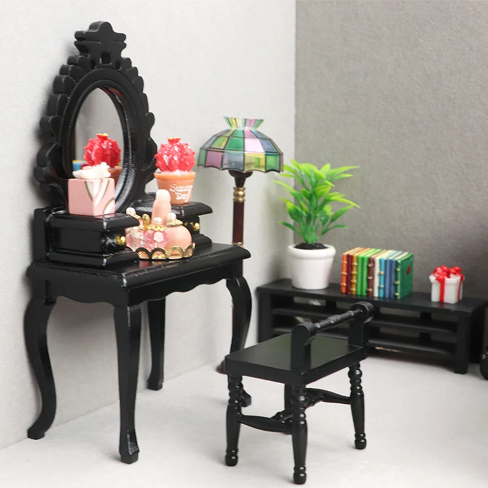 2 Pcs Wooden Chair Vintage Dresser Stool Child Toy Retro Furniture Miniature and Accessories