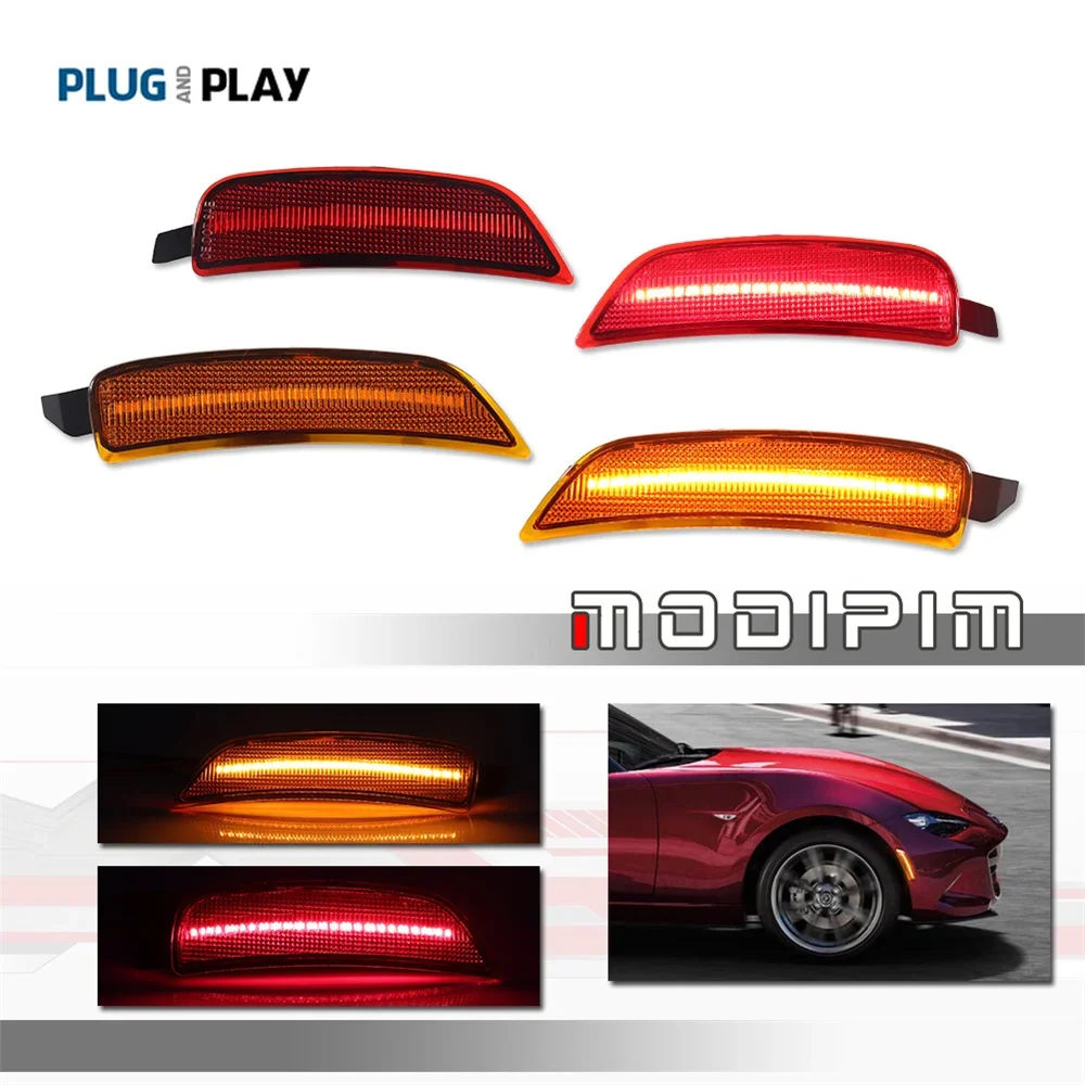 Front Rear Bumper Side Marker Turn Signal Lights For Mazda MX-5 Miata 2016 2017 2018 2019 2020 2021 2022 2023 LED Parking Lights
