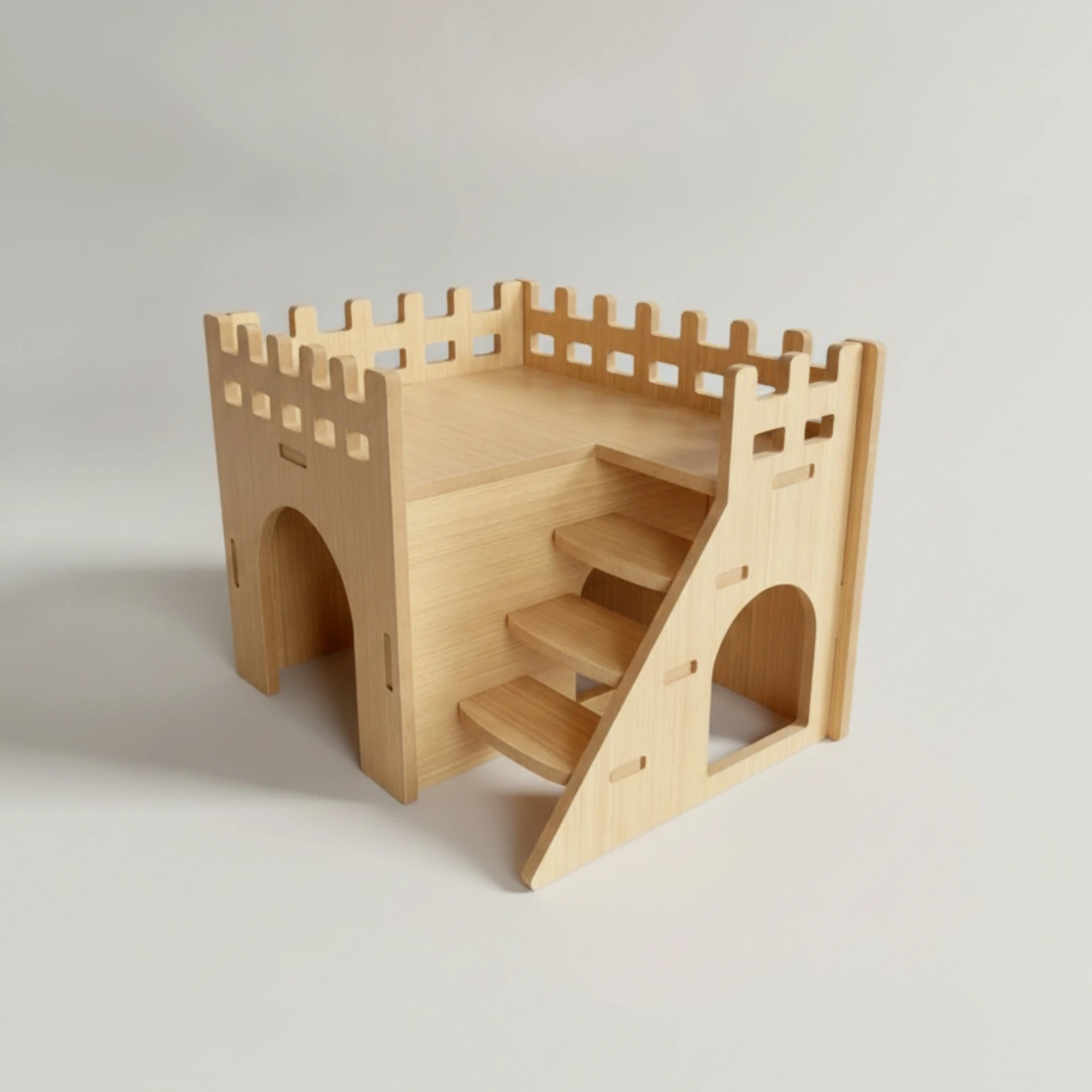 Wooden Hamster Habitat Elevated Hamster Activity Structure with Ramps Pet Toy Interactive Stable