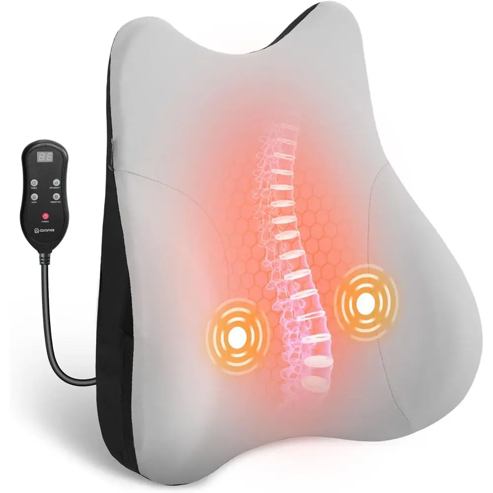 Ergonomic Lumbar Pillow with 3 Vibration Modes and Intensities for Office, Car, and Gaming Chairs