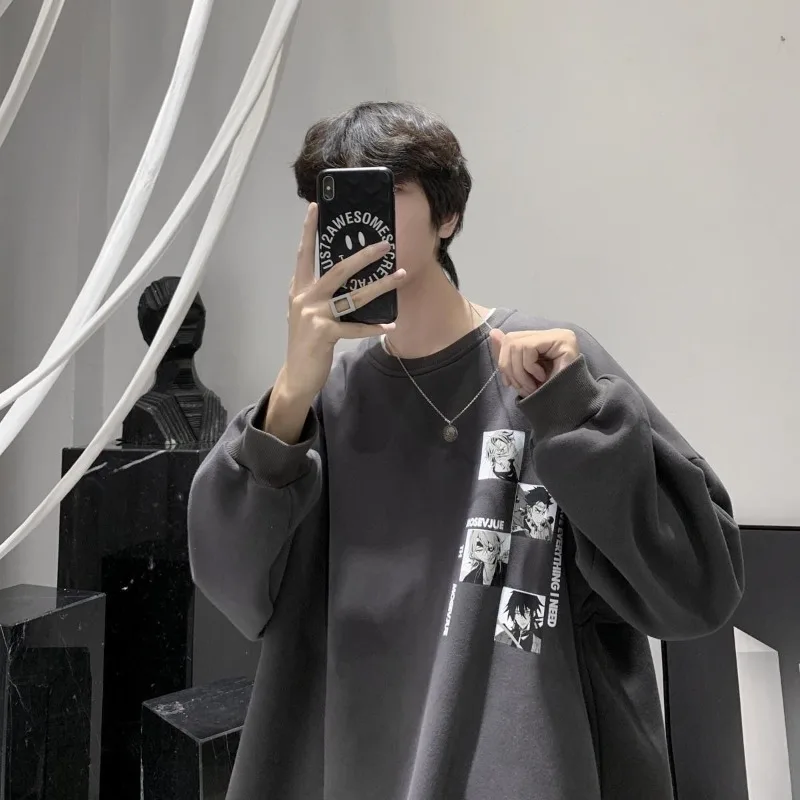 봄과 가을 새로운 트렌디한 루즈 후드티 봄과 가을 다용도 편안하고 정교한 라운드 넥 캐주얼 의류