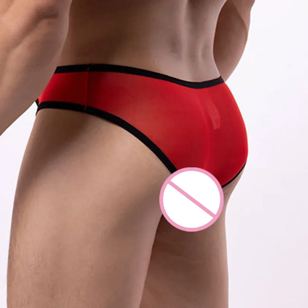 

Breathable Pouch Men Briefs Night Sleep White Erotic See Through Panties Low Waist Underwear High Stretch Fabric