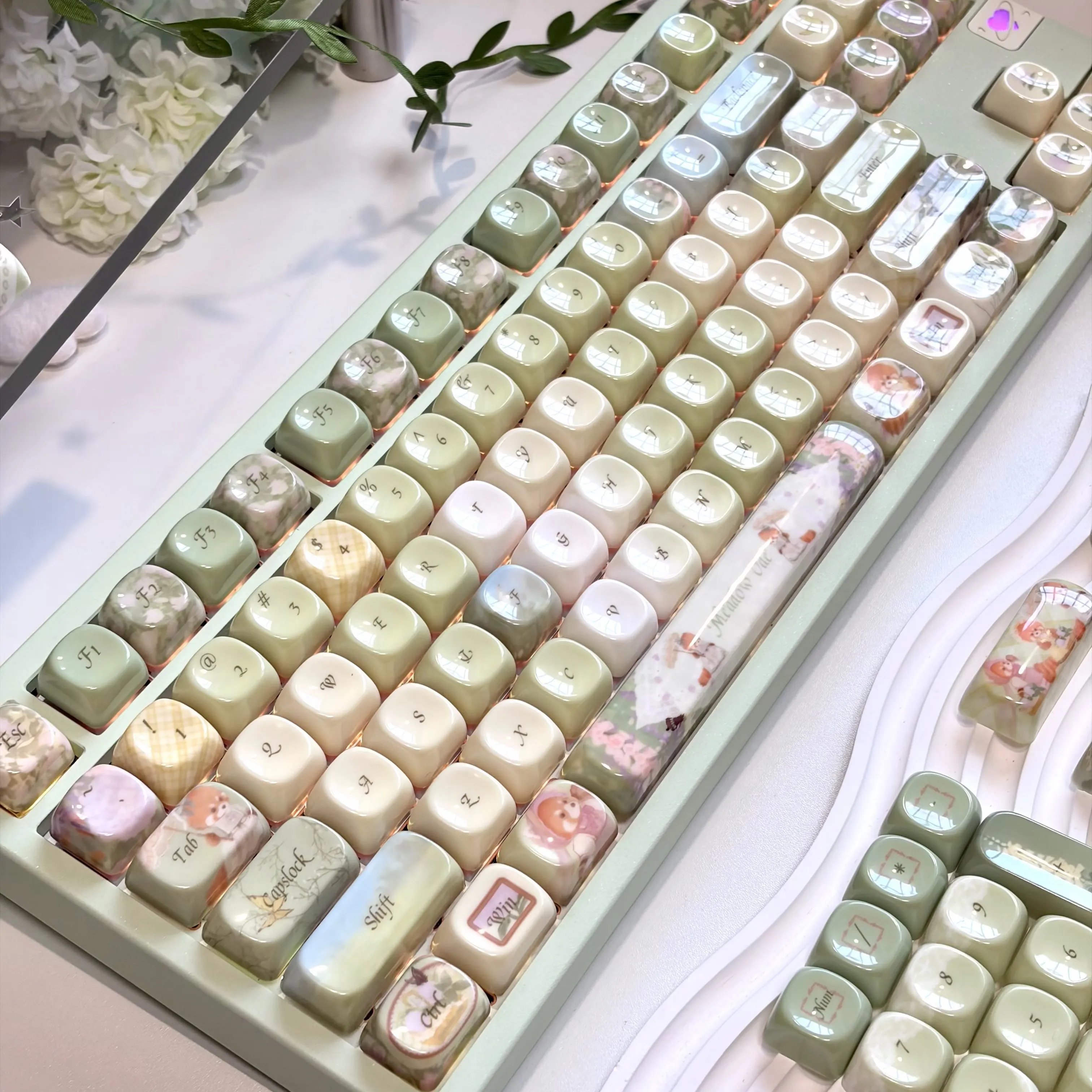 maimooo-keycaps-field-ode-mda-cherry-moa-side-pbt-pc-sublimation-mechanical-keyboard-small-fresh-countryside-style-green-keycaps