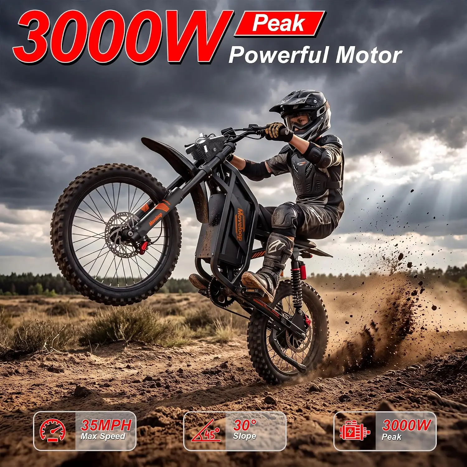 3000W Peak Motor Electric Bike 48V 22.4AH/32AH Battery Hydraulic Disc Brakes Off-Road Tires UL 2849, Customized