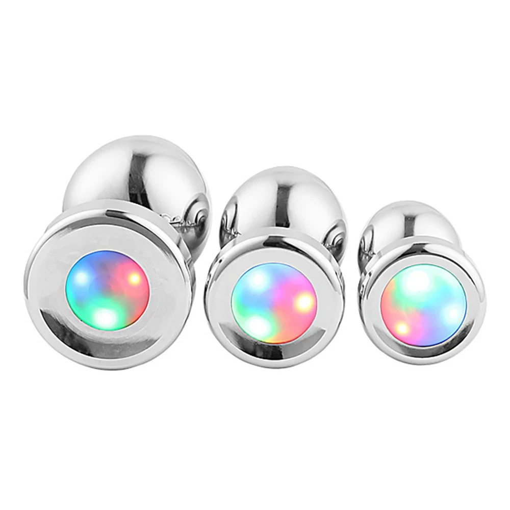 3 Sizes Anal Plugs Gay Butt Plugs Aluminum Prostate Massage Dildo Female Anal Sex Toys Male LED Glow-in-the-Dark Butt Plugs