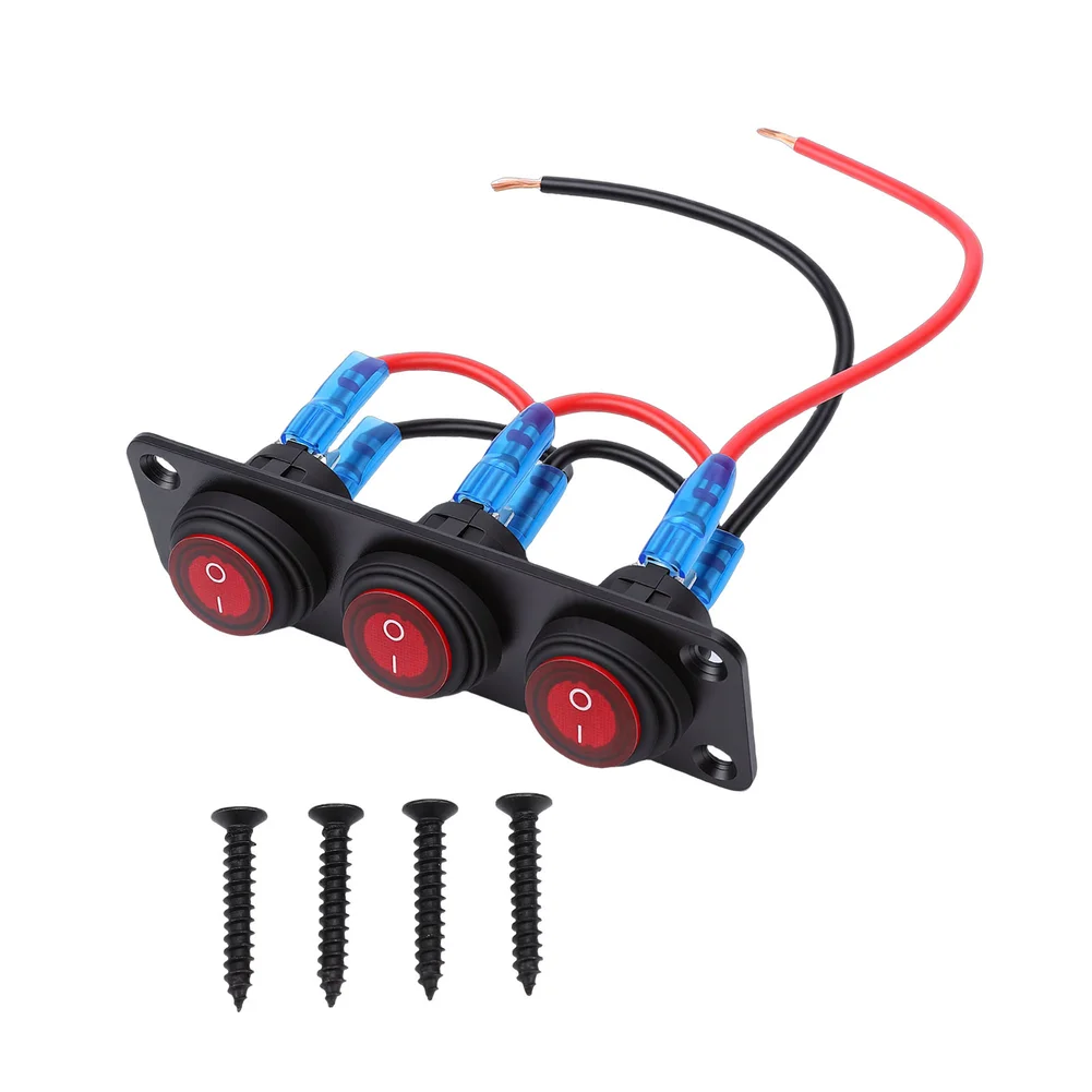 

Красный круглый светодиодный индикатор 20А для панели переключателей, 3-позиционный, 12В/24В, водонепроницаемый, для использования в автомобилях, морской технике, UTV, RV