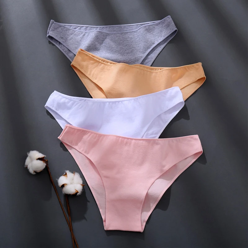 1PC Cotton Women Briefs Underwear Comfortable Women Panties Plus Size Female Underpants 7 Solid Color Breathable Lingerie M-2XL