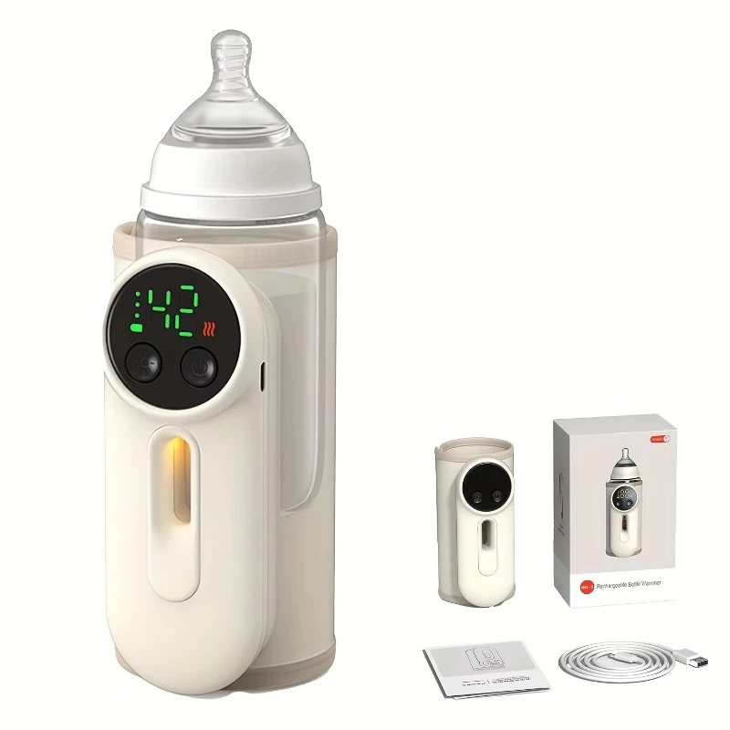 New Rechargeable Portable 8000, 10000 mAh Travel Milk Warmer with Temperature Display and 6 Temperature Adjustable
