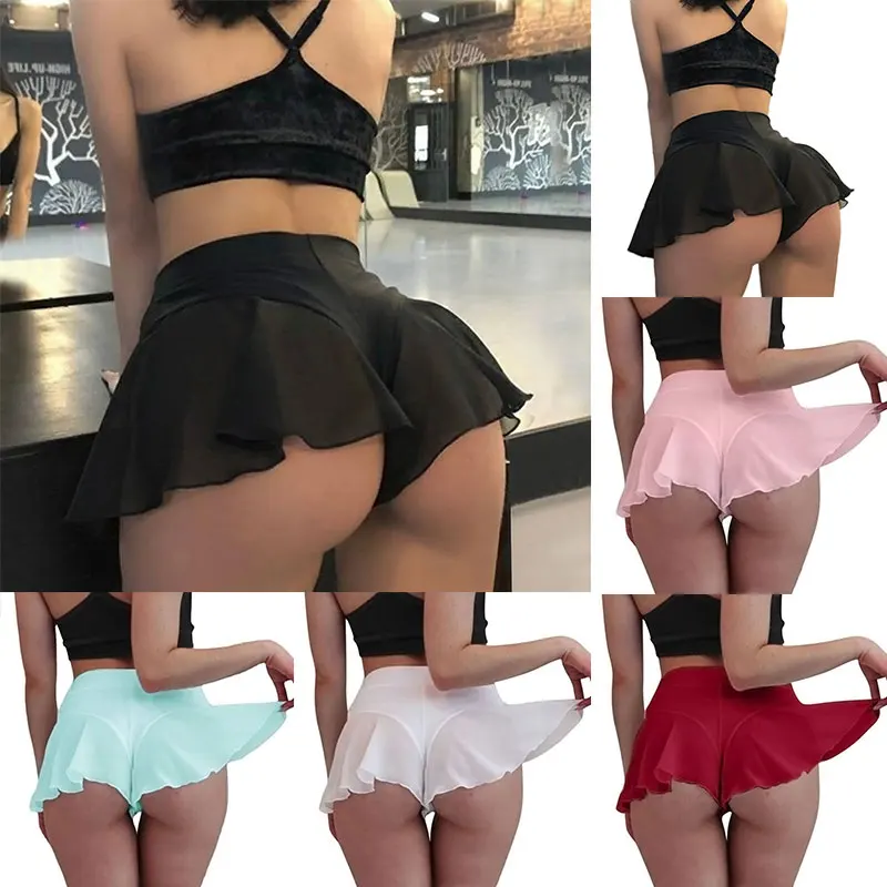 Women Skirts Pants High Waist Pole Dance Ruffled Short Pant Sports Mini Tight Pleated Fitness Yoga Shorts Summer Fashion Skirts