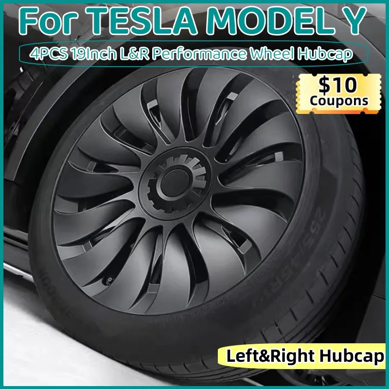 4PCS 19 Inch Hub Cap for Tesla Model Y 2024  Performance Replacement Wheel Hubcap Right&Left Wheel Cap Full Rim Cover Accessorie