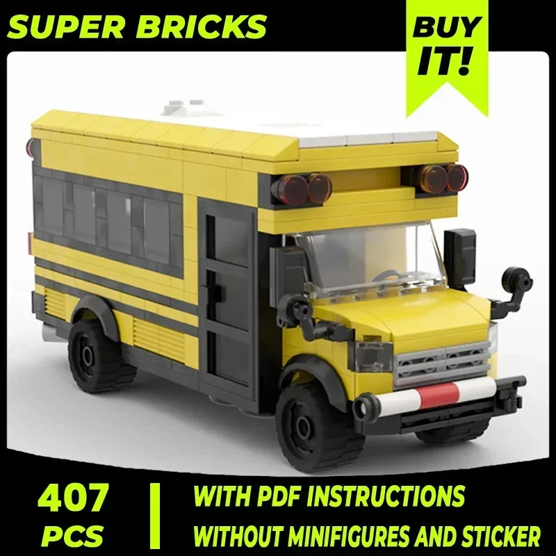 City Vehicle Model Moc Building Bricks America Short School Bus Technology Modular Blocks Gifts Christmas Toys DIY Sets Assembly