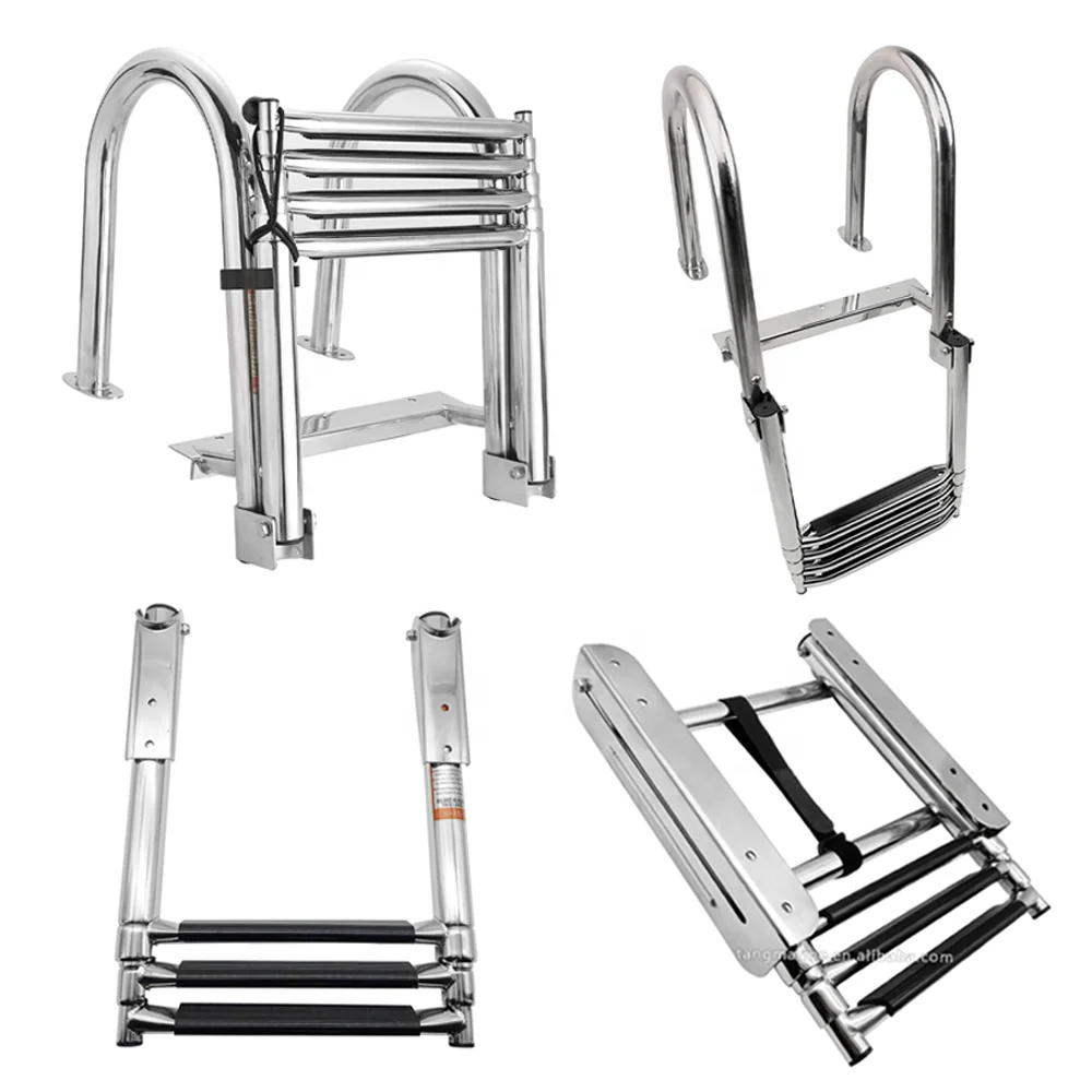 316 Stainless Steel High Polished Boat Accessories Marine Swimming Folding Step Ladder for Boat