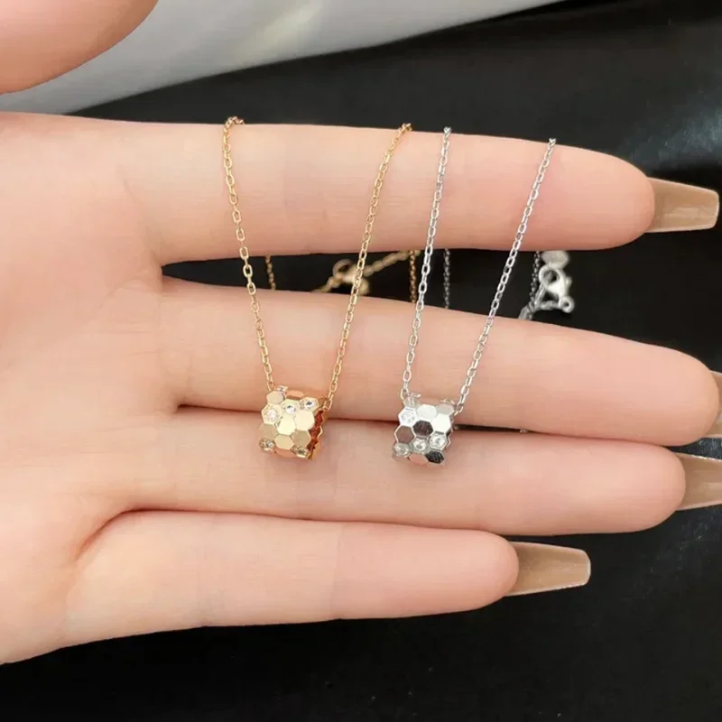 

SFE 925 Sterling Silver High Quality Honeycomb Necklace Quality Clavicle Chain Luxury Jewelry For Valentine'S Day Gifts