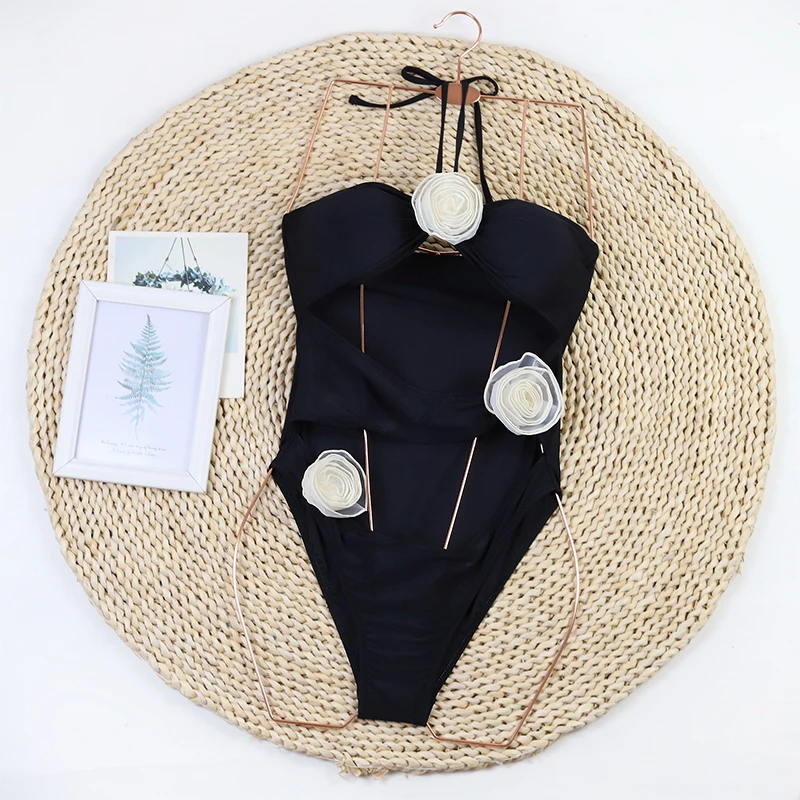 3D Flower Bikini Set for Women Sexy Hollow out Brazilian Swimwear 2025 Girls Beachwear Biquini Swimsuit Female Beach Monokini